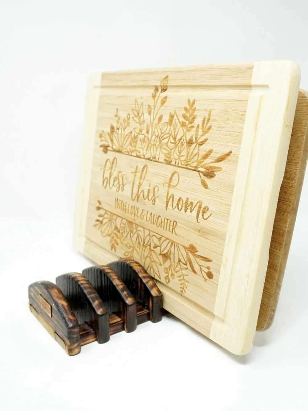 Handmade Wood Kitchen Cutting Board Organizer